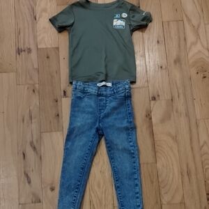 Green T-Shirt and Blue Jeans Set